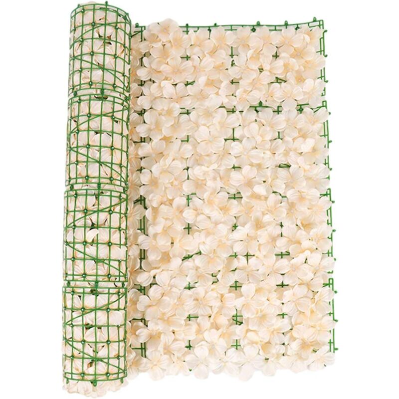 Clôture Artificielle en Feuillage, Plante Haie Décorative pour Balcon et Jardin, 0.53M Champagne