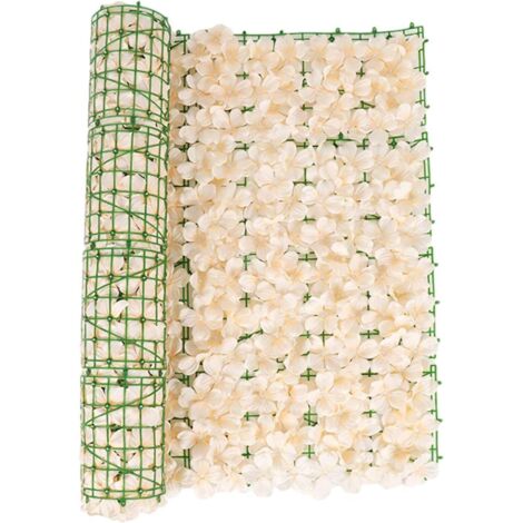 Clôture Artificielle en Feuillage, Plante Haie Décorative pour Balcon et Jardin, 0.53M Champagne