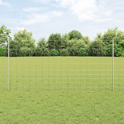 Clôture avec poteau-Clôture de jardin Argenté 1,2 x 50 m Acier 808951
