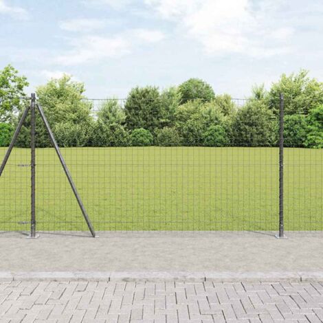 Clôture avec poteau-Clôture de jardin Gris 1,2 x 10 m Acier et PVC 645191