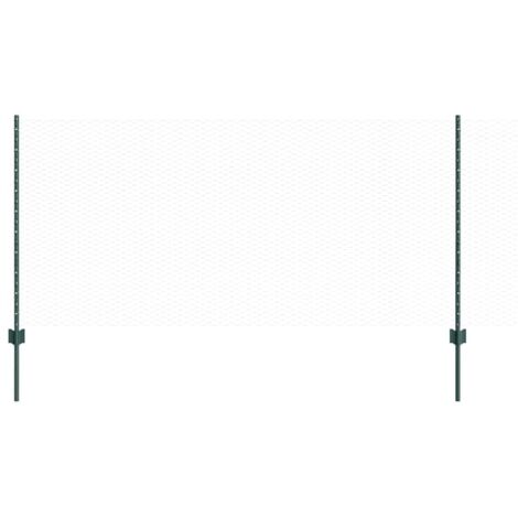 Clôture avec poteau Vert 1 x 100 m Acier et PVC