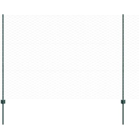 Clôture avec poteau Vert 1,5 x 25 m Acier