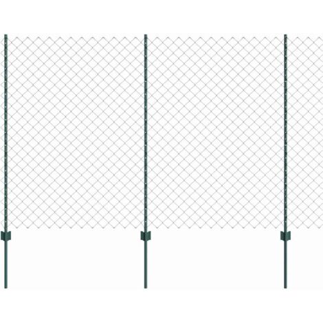 Clôture avec poteau Vert 1,5 x 25 m Acier