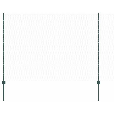 Clôture avec poteau Vert 1,6 x 100 m Acier et PVC