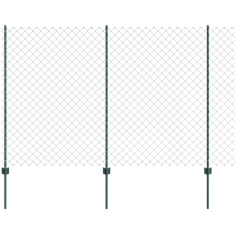Clôture avec poteau Vert 1,6 x 25 m Acier et PVC