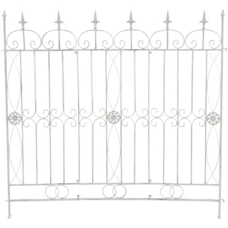 Clôture bordure de jardin 115x125 cm en métal blanc vieilli 100002948