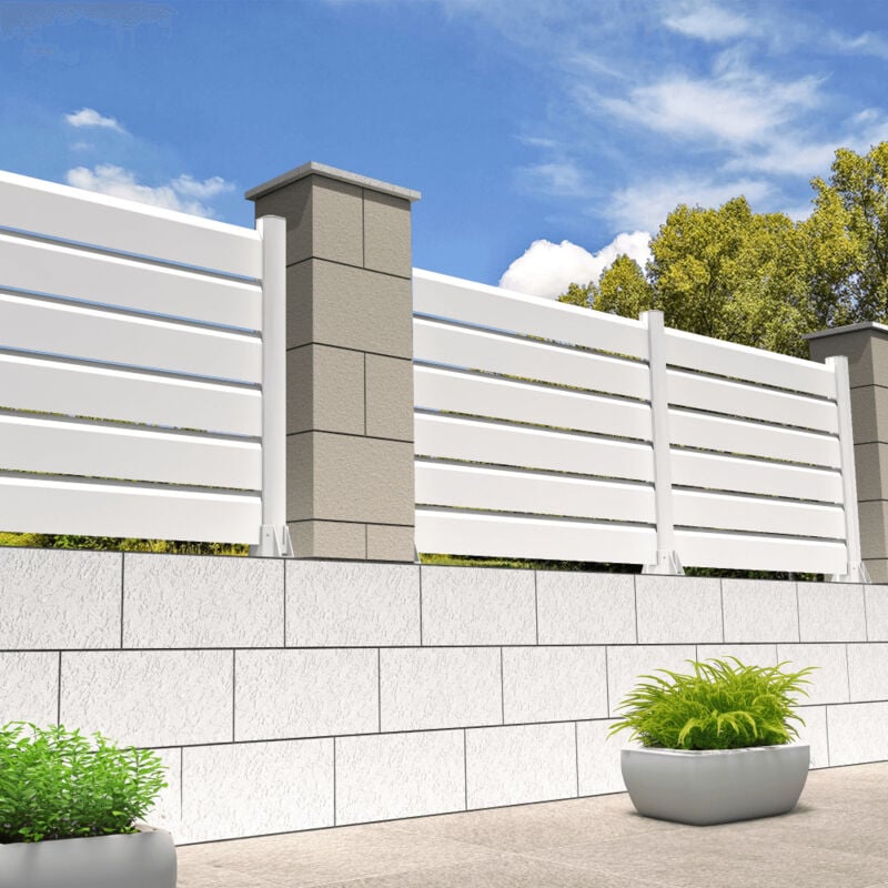 Clôture brise-vue 3 lames l 1911 x h 478 mm (Blanc satiné RAL9010)