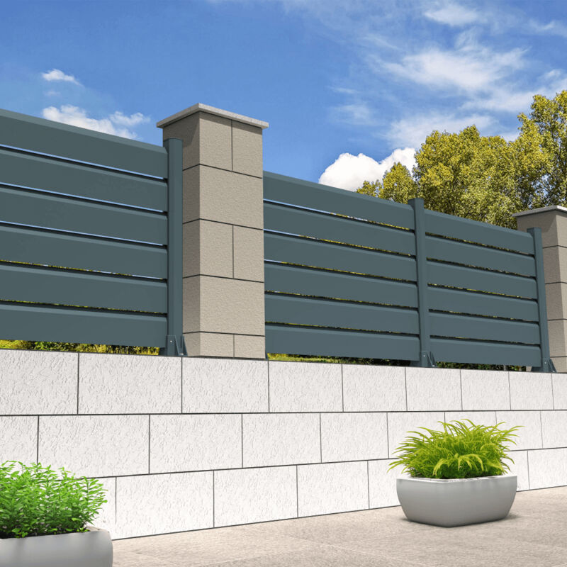 Intersun - Clôture brise-vue 6 lames l 1911 x h 886 mm (Gris anthracite structuré RAL7016ST)