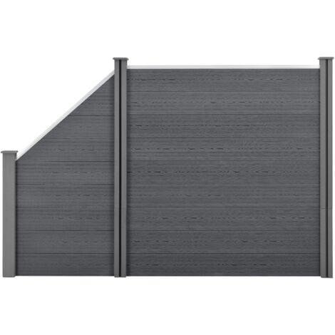 Clôture Brise Vue Bois Composite Quadratique et Oblique Gris 183 x 277 cm [neu.holz]