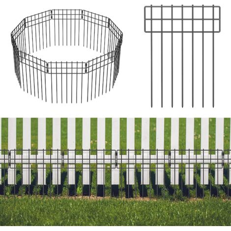 Clôture de barrière pour 10 animaux - Clôture décorative de jardin Bordure de panneau de fil antirouille pour chien Lapins Défense de piquets au sol
