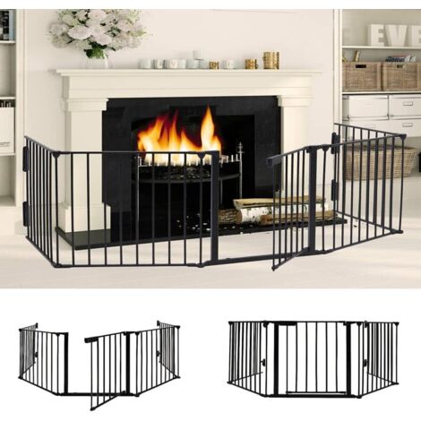 Clôture de cheminée pour animaux de compagnie Fireplace Fence with Safety-Lock Noir