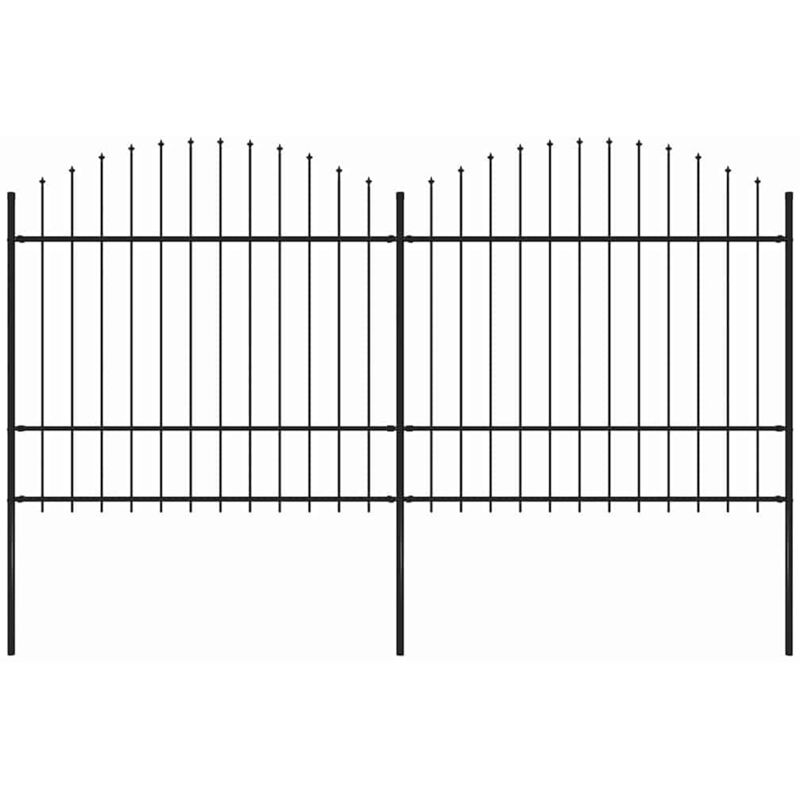 Clôture de jardin à dessus en lance Acier (1,5-1,75)x3,4 m Noir - Vidaxl