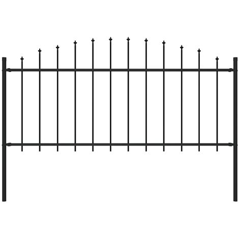 Clôture de jardin à dessus en lance Acier (0,5-0,75)x1,7 m Noir