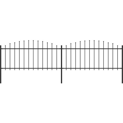 Clôture de jardin à dessus en lance Acier (0,5-0,75)x3,4 m Noir