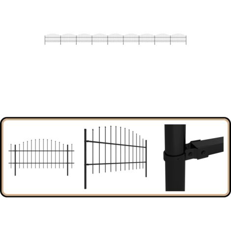 Clôture de jardin à dessus en lance Acier (0,75-1)x15,3 m Noir - Clôture De Jardin - Clôture En Acier - Clôture De Sécurité - Clôture Design - Clôture Moderne