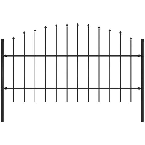 Clôture de jardin à dessus en lance Acier (0,75-1)x1,7 m Noir