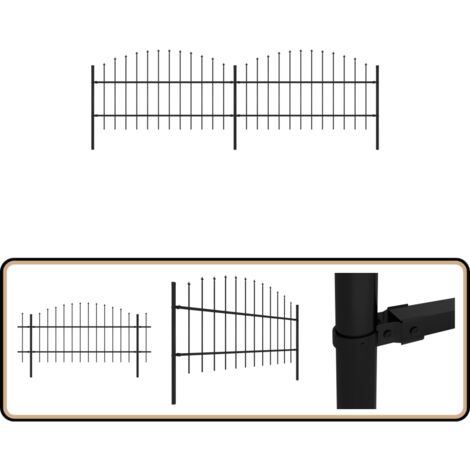 Clôture de jardin à dessus en lance Acier (0,75-1)x3,4 m Noir - Clôture De Jardin - Clôture En Acier - Clôture Noire - Clôture Sécurisée - Clôture Design
