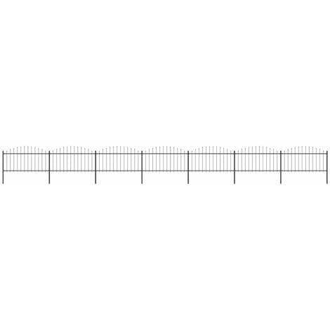 Clôture de jardin à dessus en lance Acier (1,25-1,5)x11,9m Noir vidaXL