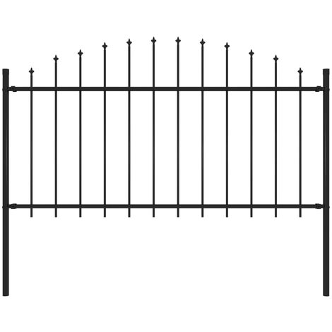 Clôture de jardin à dessus en lance Acier (1,25-1,5)x1,7 m Noir