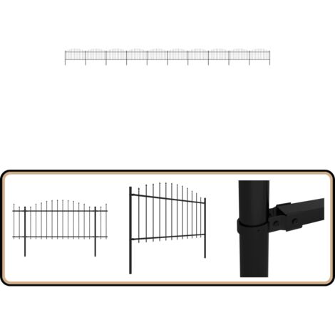 Clôture de jardin à dessus en lance Acier (1,25-1,5)x17 m Noir - Clôture De Jardin - Clôture En Acier - Clôture Noire - Clôture Sécurisée - Clôture Résistante