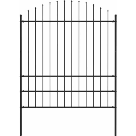Clôture de jardin à dessus en lance Acier (1,75-2)x1,7 m Noir