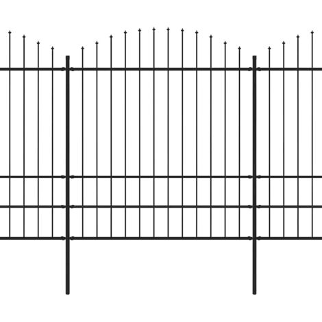 Clôture de jardin à dessus en lance Acier (1,75-2)x3,4 m Noir CFW50730