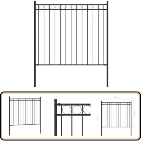 Clôture de jardin Acier 1,7x0,8 m Noir - Clôture De Jardin - Clôture En Acier - Clôture Decorative - Clôture Noire - Panneau De Clôture