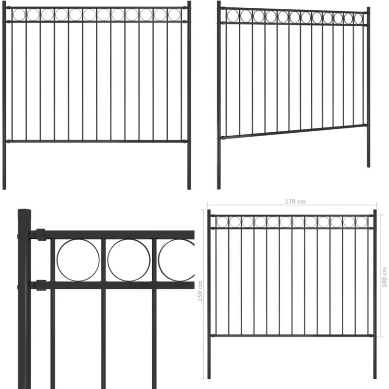 Clôture de jardin Acier 1,7x1 m Noir - Clôture Jardin - Clôture Acier - Clôture Decorative - Barriere Jardin - Intimité Jardin - Home & Living