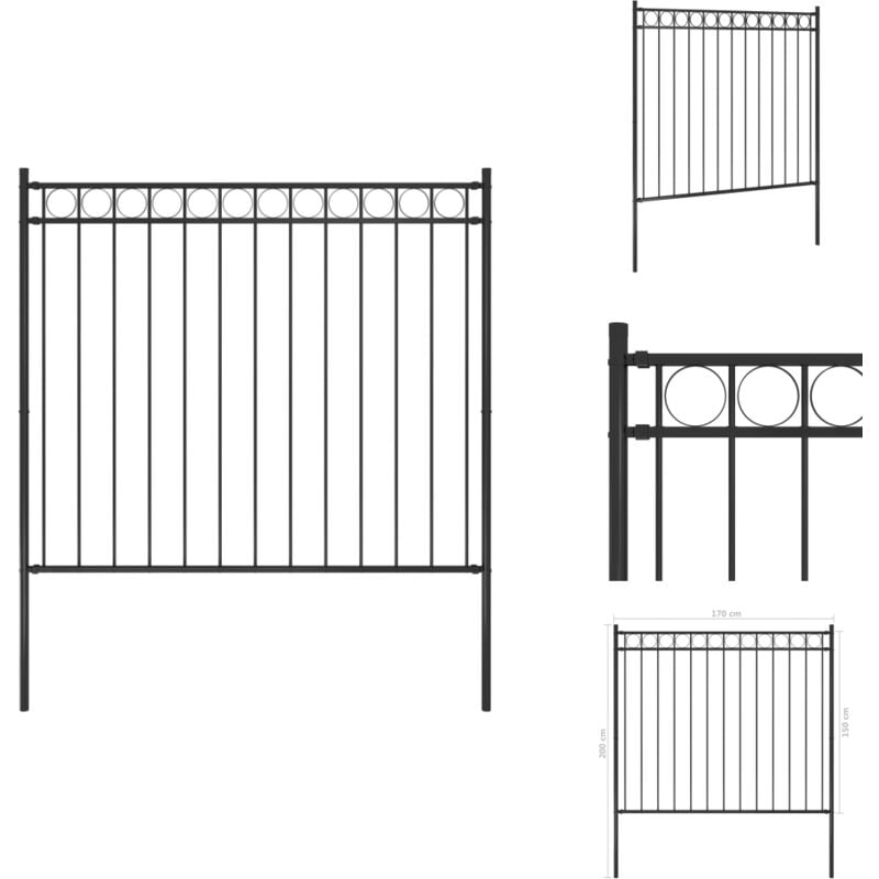 Vidaxl - Clôture de jardin Acier 1,7x1,5 m Noir - Clôture Jardin - Clôture Acier - Clôture Decorative - Barriere Jardin - Intimité Jardin