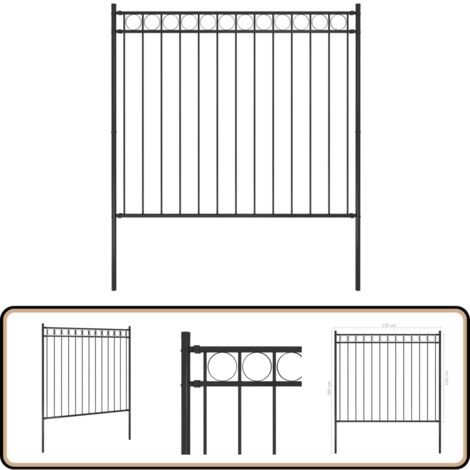Clôture de jardin Acier 1,7x1,5 m Noir - Clôture Jardin - Clôture Acier - Clôture Decorative - Barriere Jardin - Intimité Jardin
