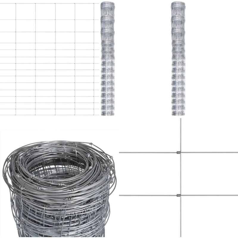 Clôture de jardin Acier galvanisé Argenté 50x1,6 m - Clôture De Jardin - Clôture Métallique - Clôture Rigide - Clôture Agricole - Clôture Poule