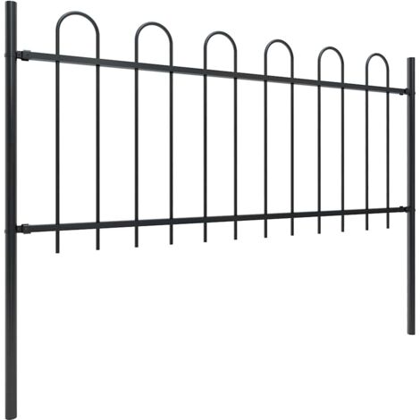 CLÔTURE DE JARDIN MÉTAL ANTHRACITE - LOT DE 4 PANNEAUX - STYLE ANCIEN - SANS PERÇAGE - 4.8 M DE LONG - POUR DÉLIMITATION OU PLANTES GRIMPANTES
