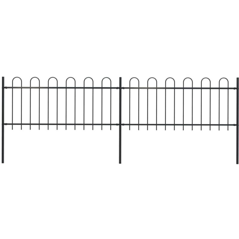 Clôture de jardin avec dessus en cerceau Acier 3,4 x 0,8 m Noir