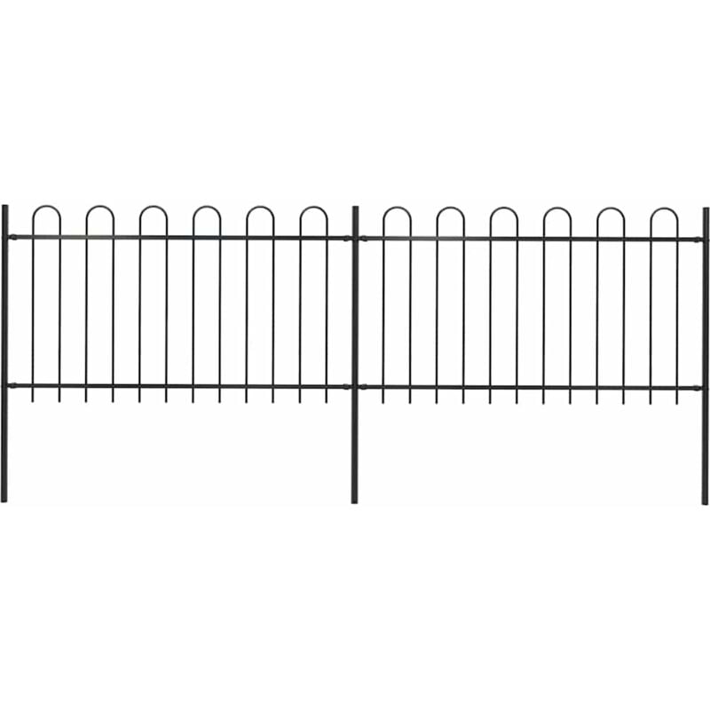 Vidaxl - Clôture de jardin avec dessus en cerceau Acier 3,4 x 1 m Noir