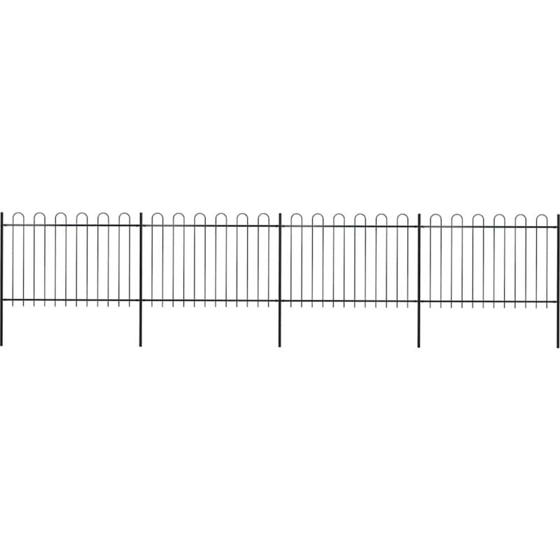 Vidaxl - Clôture de jardin avec dessus en cerceau Acier 6,8 x 1,2 m Noir