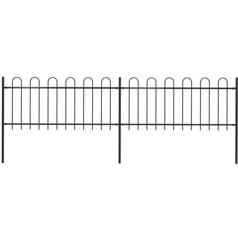 Clôture de jardin avec dessus en cerceau Acier 3,4 x 0,8 m Noir