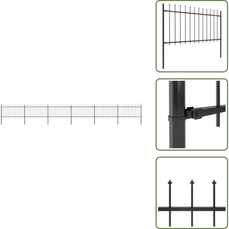 Clôture de jardin avec dessus en lance Acier 10,2 x 1 m Noir - Clôture Jardin - Clôture Acier - Clôture Design - Clôture Moderne - Clôture Noire