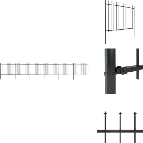 Clôture de jardin avec dessus en lance Acier 10,2 x 1,5 m Noir - Clôture De Jardin - Clôture En Acier - Clôture Decorative - Clôture Noire - Clôture Sécurisé