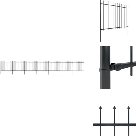 Clôture de jardin avec dessus en lance Acier 11,9 x 1,5 m Noir - Clôture De Jardin - Clôture En Acier - Clôture Décorative - Clôture Noire - Clôture Résistante
