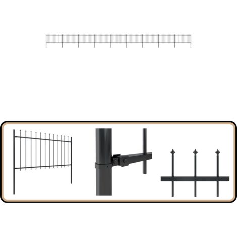Clôture de jardin avec dessus en lance Acier 15,3 x 1 m Noir - Clôture De Jardin - Clôture En Acier - Clôture Decorative - Clôture Noire - Clôture Sécurisé