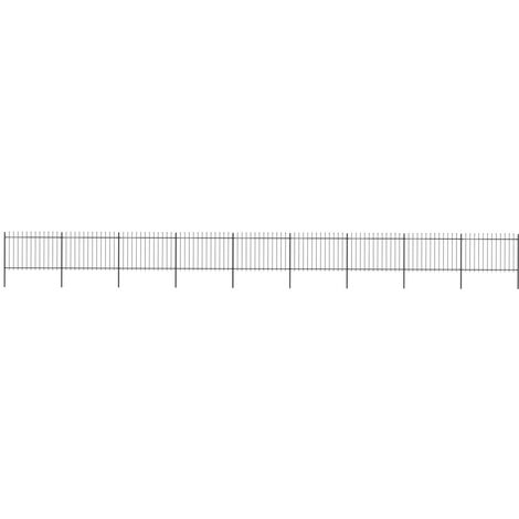 Clôture de jardin avec dessus en lance Acier 15,3 x 1,2 m Noir