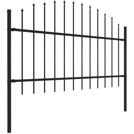 Clôture de jardin avec dessus en lance Acier 1,7 m Noir CFW50814