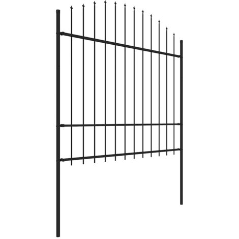 Clôture de jardin avec dessus en lance Acier 1,7 m Noir CFW50816