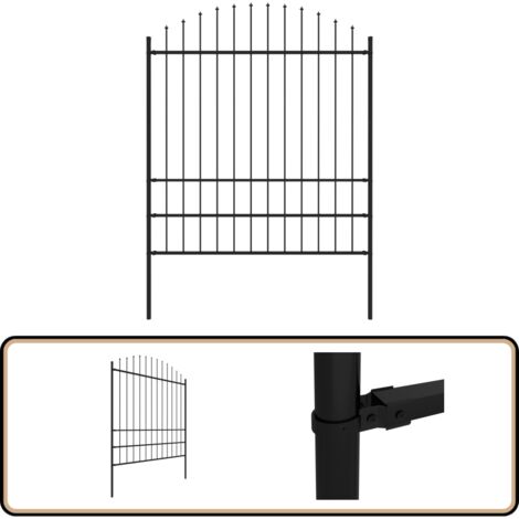 Clôture de jardin avec dessus en lance Acier 1,7 m Noir - Clôture De Jardin - Clôture En Acier - Clôture Design - Clôture Moderne - Clôture Sécurisée