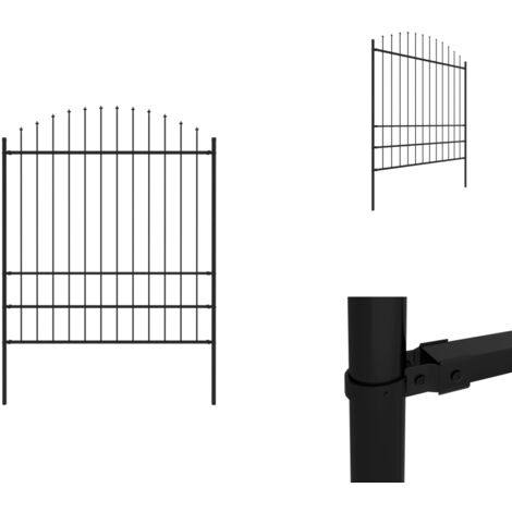 Clôture de jardin avec dessus en lance Acier 1,7 m Noir - Clôture De Jardin - Clôture En Acier - Clôture Design - Clôture Moderne - Clôture Sécurisée