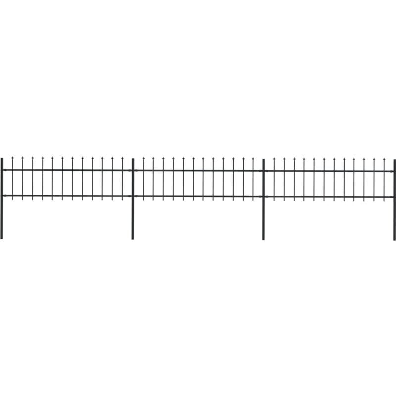 Vidaxl - Clôture de jardin avec dessus en lance Acier 5,1 x 0,6 m Noir