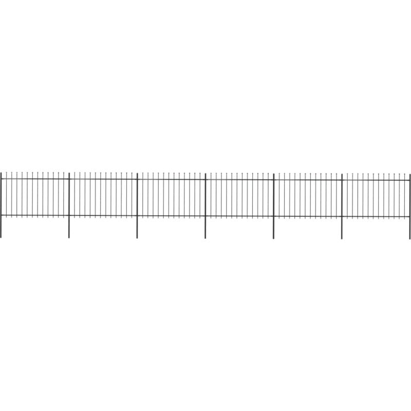 Vidaxl - Clôture de jardin avec dessus en lance Acier 10,2 x 1,2 m Noir