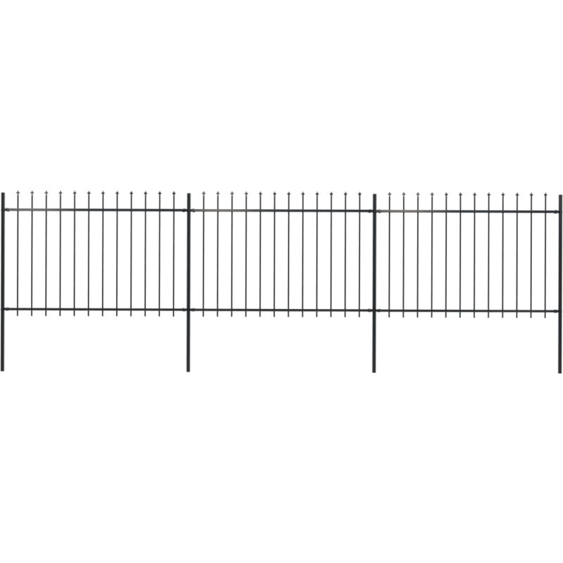 Vidaxl - Clôture de jardin avec dessus en lance Acier 5,1 x 1,2 m Noir