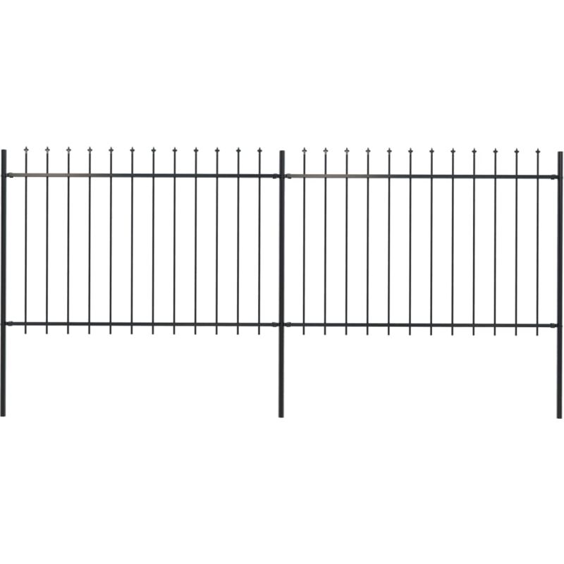 Vidaxl - Clôture de jardin avec dessus en lance Acier 3,4x1,2 m Noir