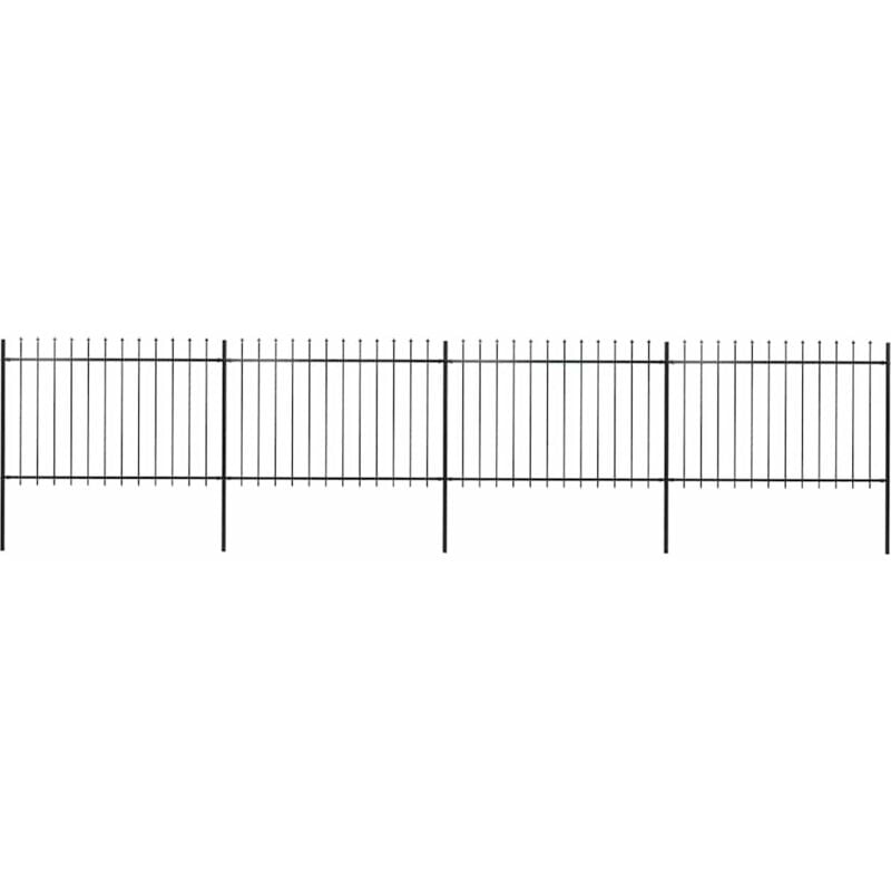 Vidaxl - Clôture de jardin avec dessus en lance Acier 6,8 x 1,2 m Noir
